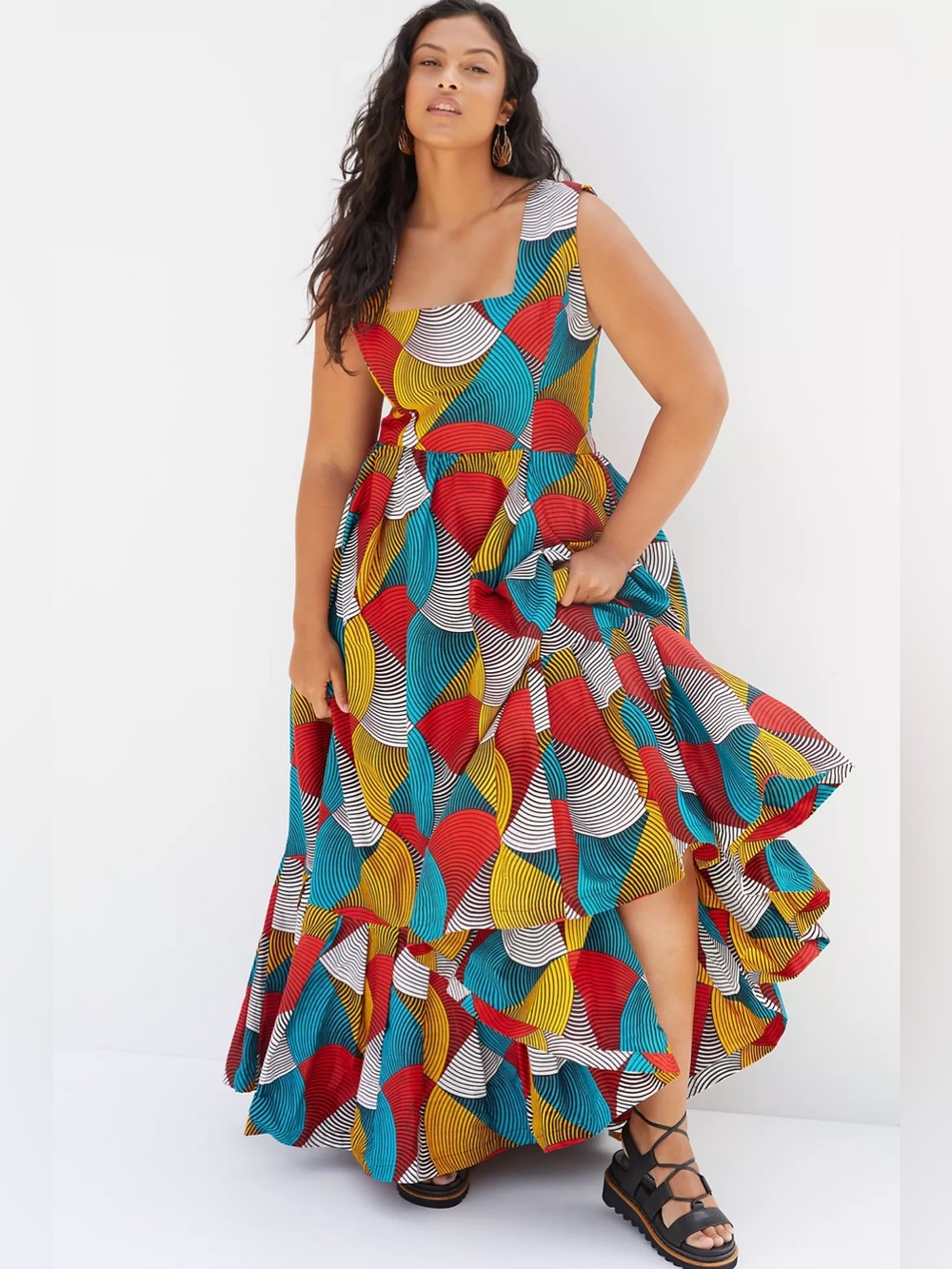 SIKA x Anthropologie Cotton Geometric Maxi Dress in Multi - 12